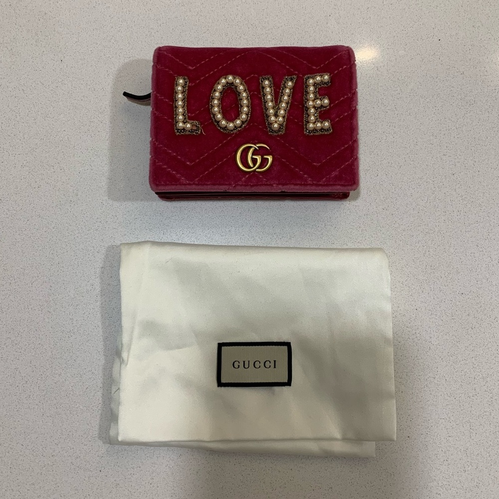 COPY - Gucci LOVE GG Marmont Velvet Wallet in Pink
